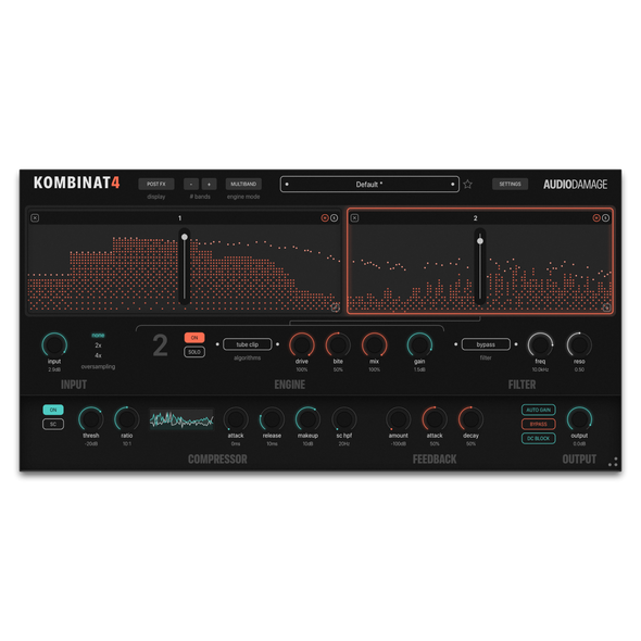 Kombinat4 multiband distortion plugin user interface